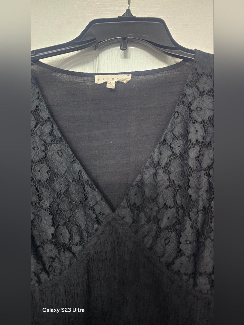 NWOT Promesa "Romance Me" Lace Smocked Peasant Top in Black - Boho Cottagecore M - Picture 11 of 12